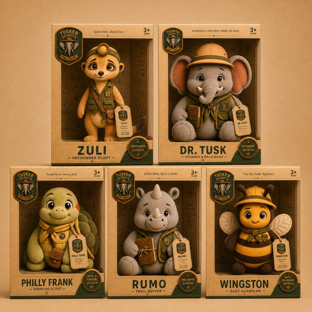 Tusker Scouts Expedition Family Plushie Set